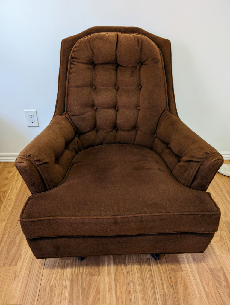 Sklar Peppler Vintage Swivel Rocker Brown Velvet Chair - photo 2