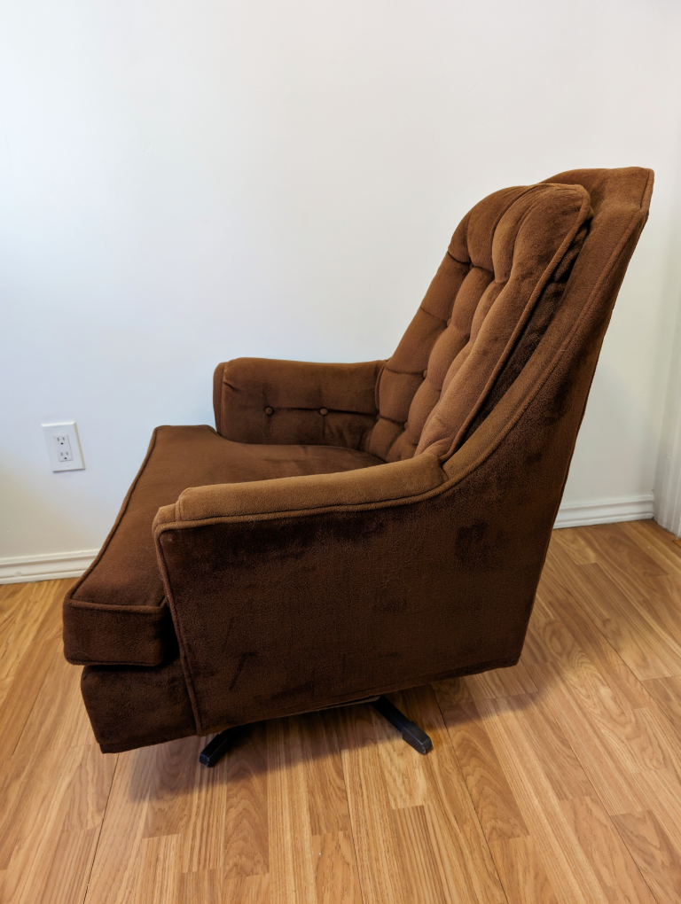Sklar Peppler Vintage Swivel Rocker Brown Velvet Chair - photo 3