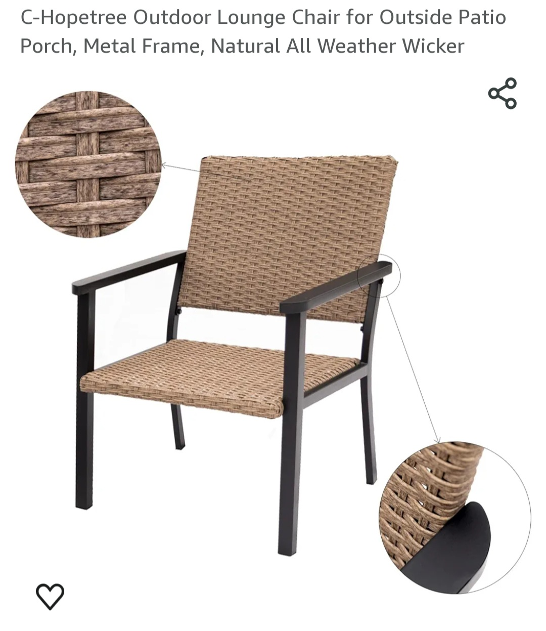C-Hopetree Outdoor Chair for Outside Patio Porch, image indicator(3)