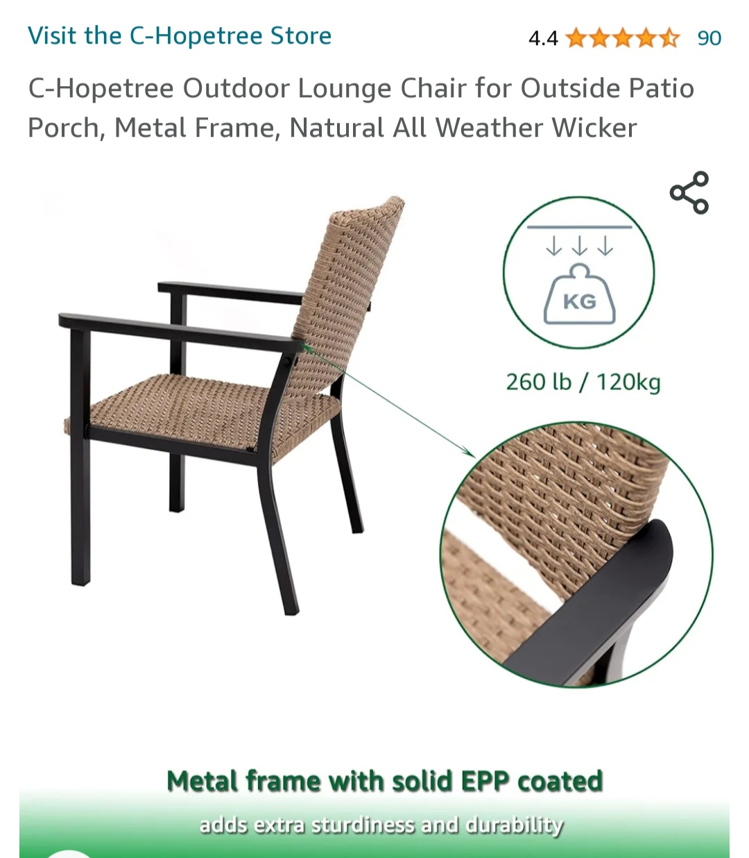 C-Hopetree Outdoor Chair for Outside Patio Porch, image indicator(4)