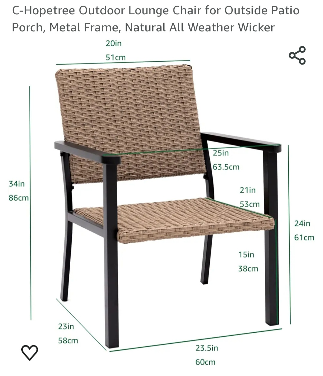 C-Hopetree Outdoor Chair for Outside Patio Porch, image indicator(5)