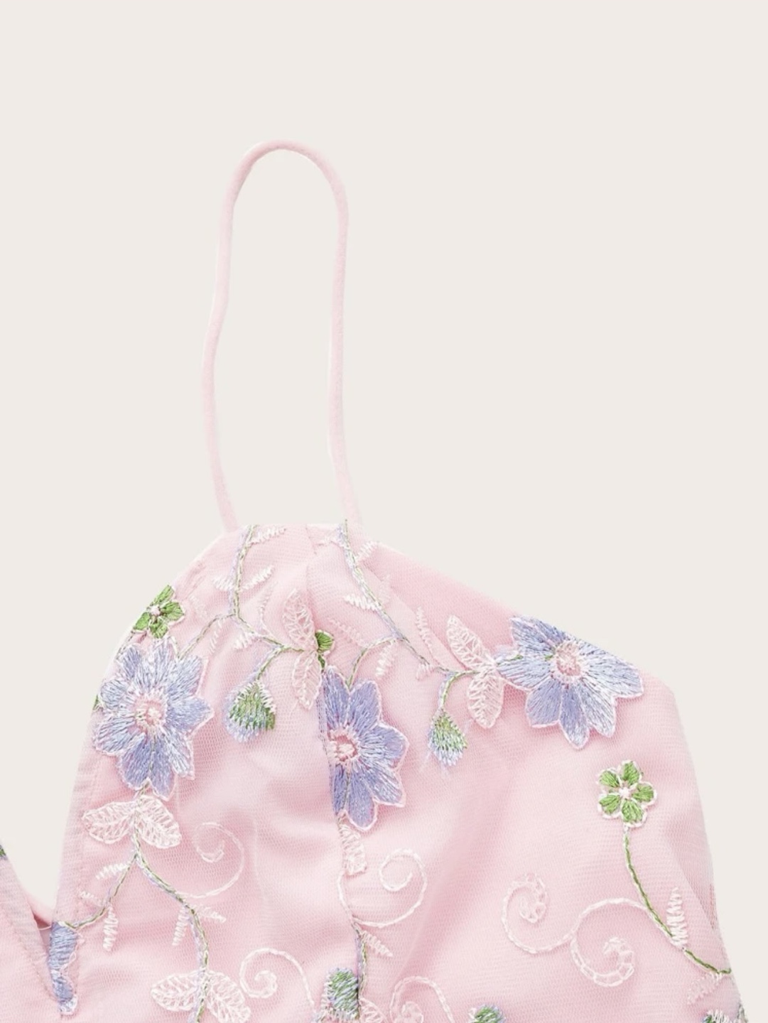 SHEIN Floral Embroidery Mesh Overlay Cami Dress L image indicator(4)