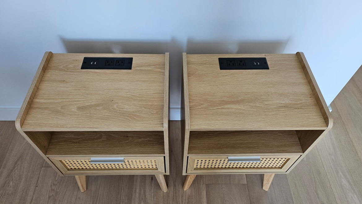 Set of 2 Modern Nightstand with Power outlet - photo 3