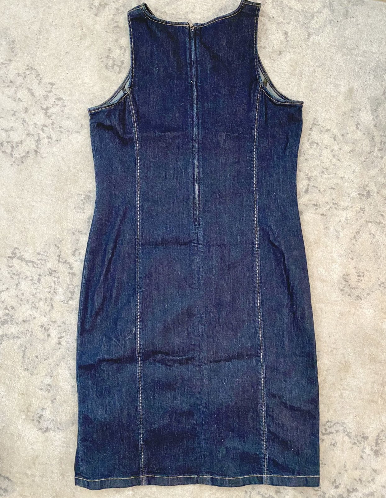 Brand new , navy blue denim knee length dress image indicator(2)