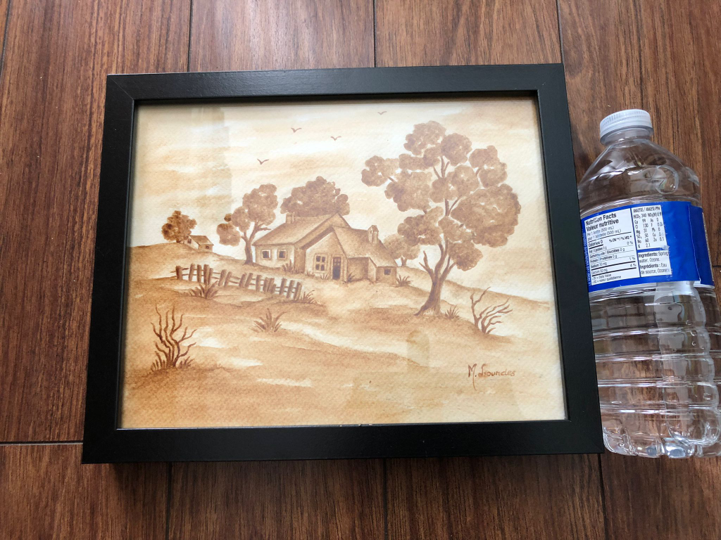 Coffee painting, framed thumbnail