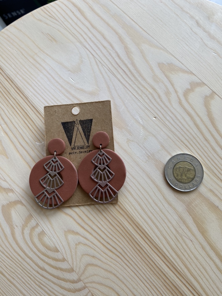 Art Deco Terracotta Polymer Clay Earrings image indicator(2)