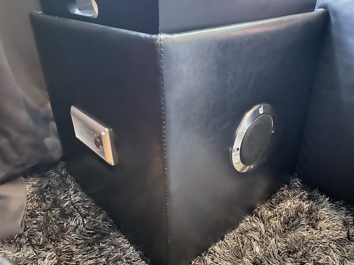 NEW Black Faux Leather *Bluetooth* Storage Ottoman ($380 Value) - photo 3