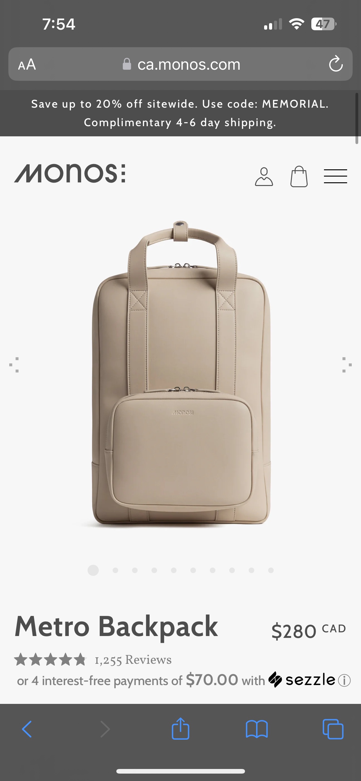 Monos metro backpack - ivory