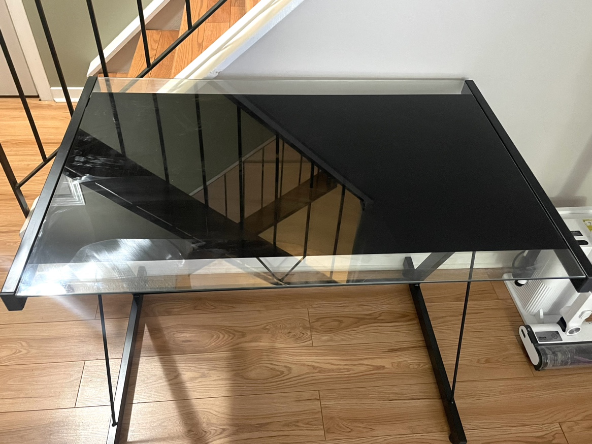 Glass Top Desk - Black - photo 2