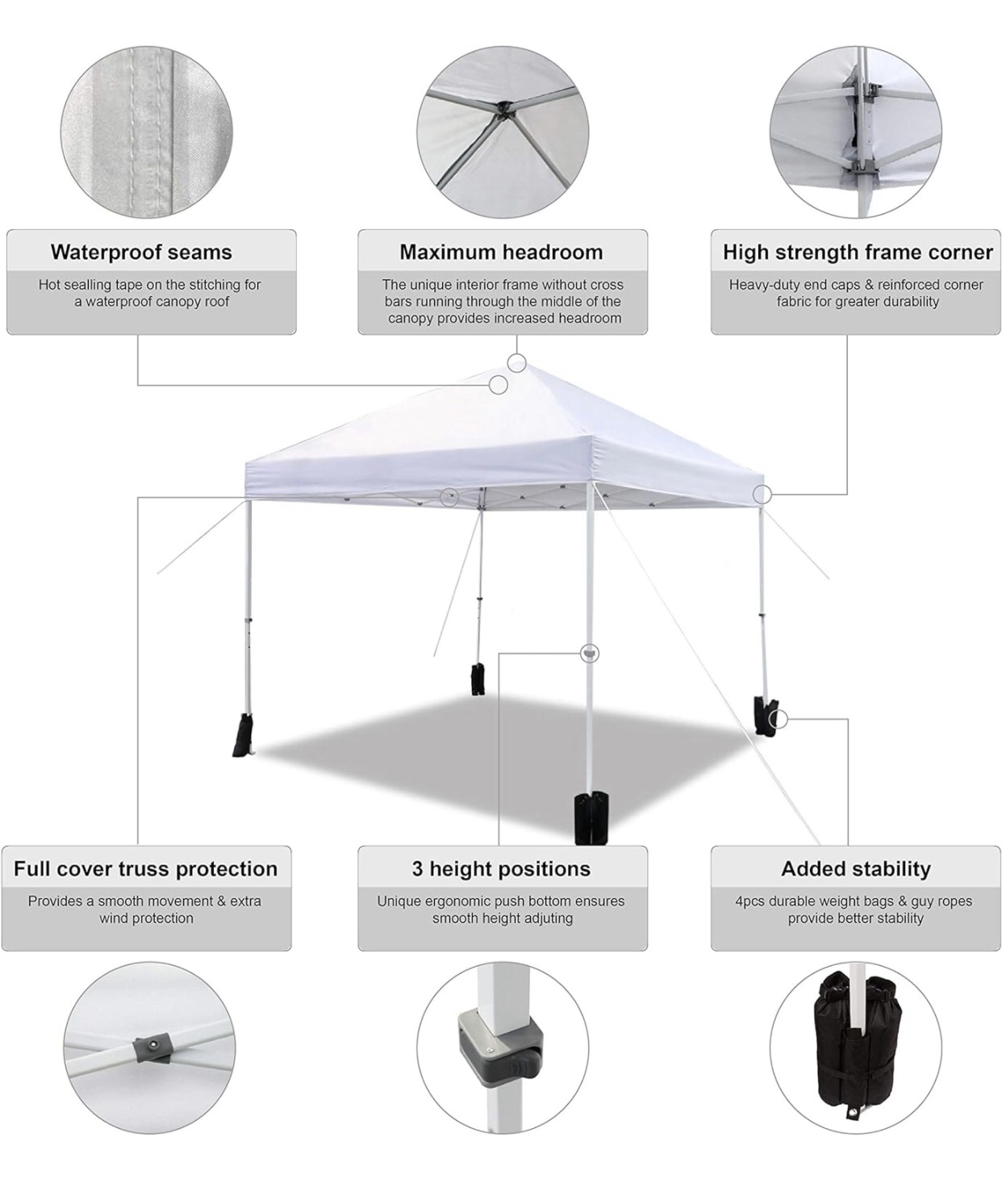 Outdoor Pop Up Canopy, 10ft x 10ft with Wheeled Carry Bag, 4-pk - photo 4