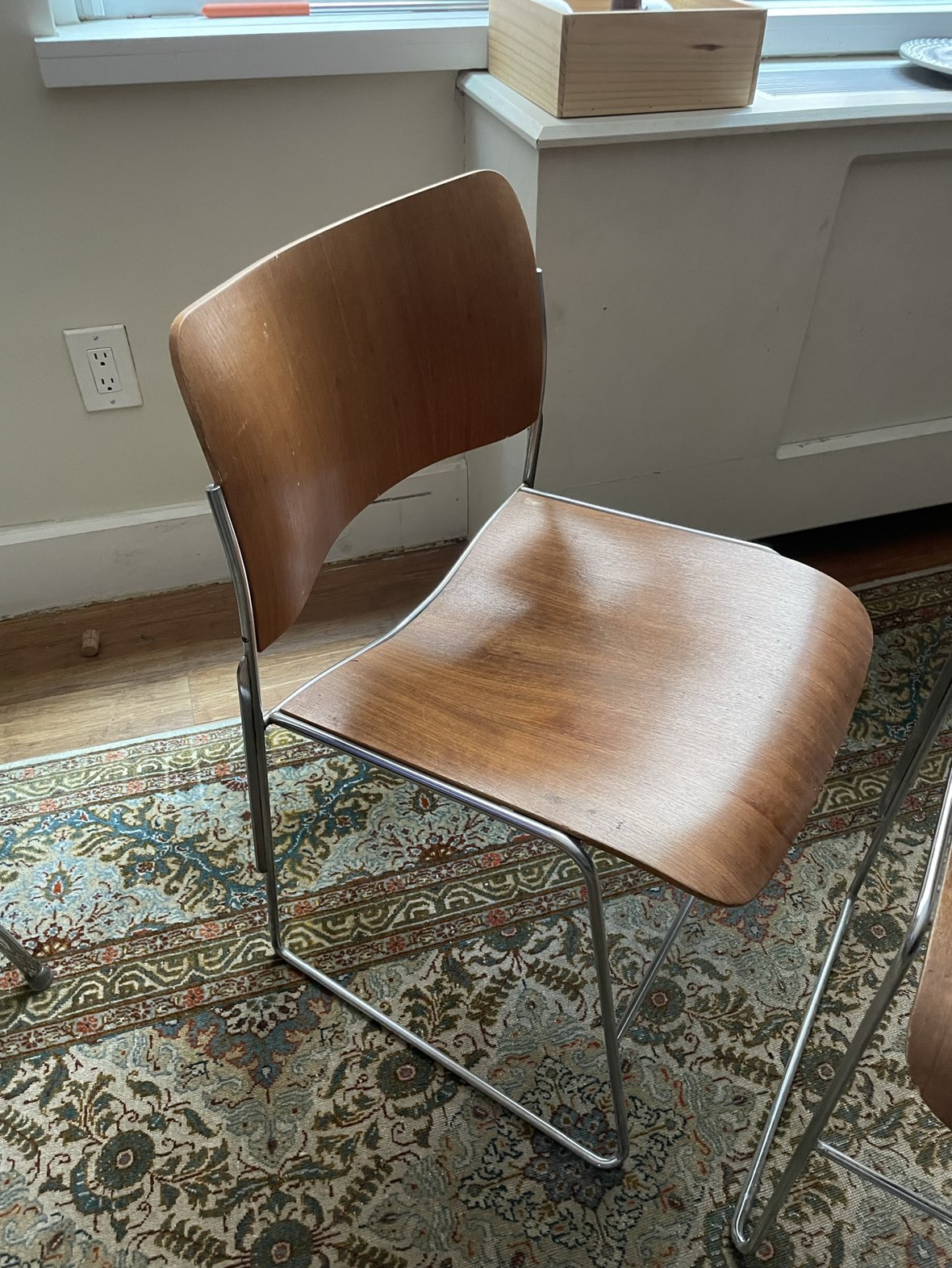 David Rowland 40/4 Vintage Mid Century Wood Chrom Chairs - photo 3