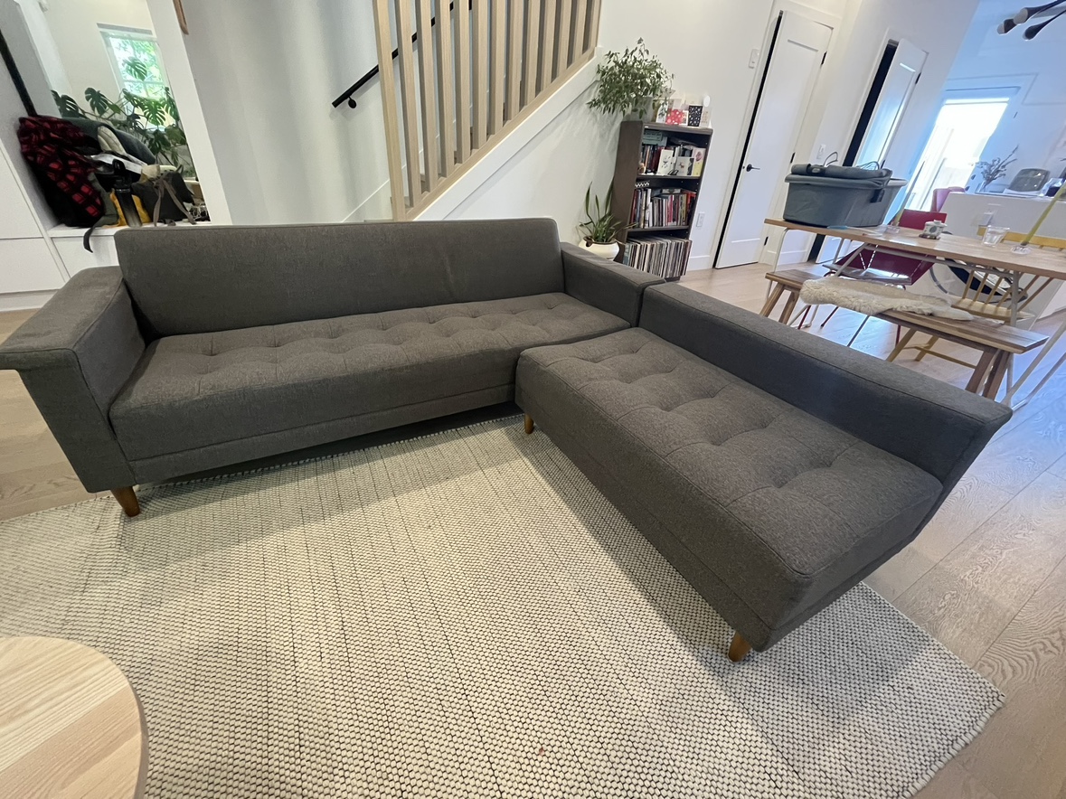 Gus Modern Grey Couch and Ottoman