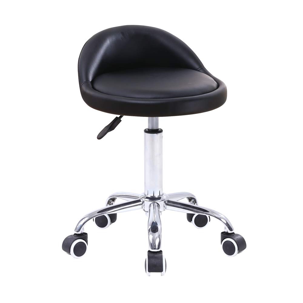 KKTONER PU Leather Round Rolling StoolChair with Wheels