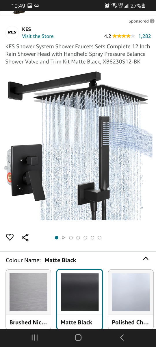 bathroom shower system black thumbnail