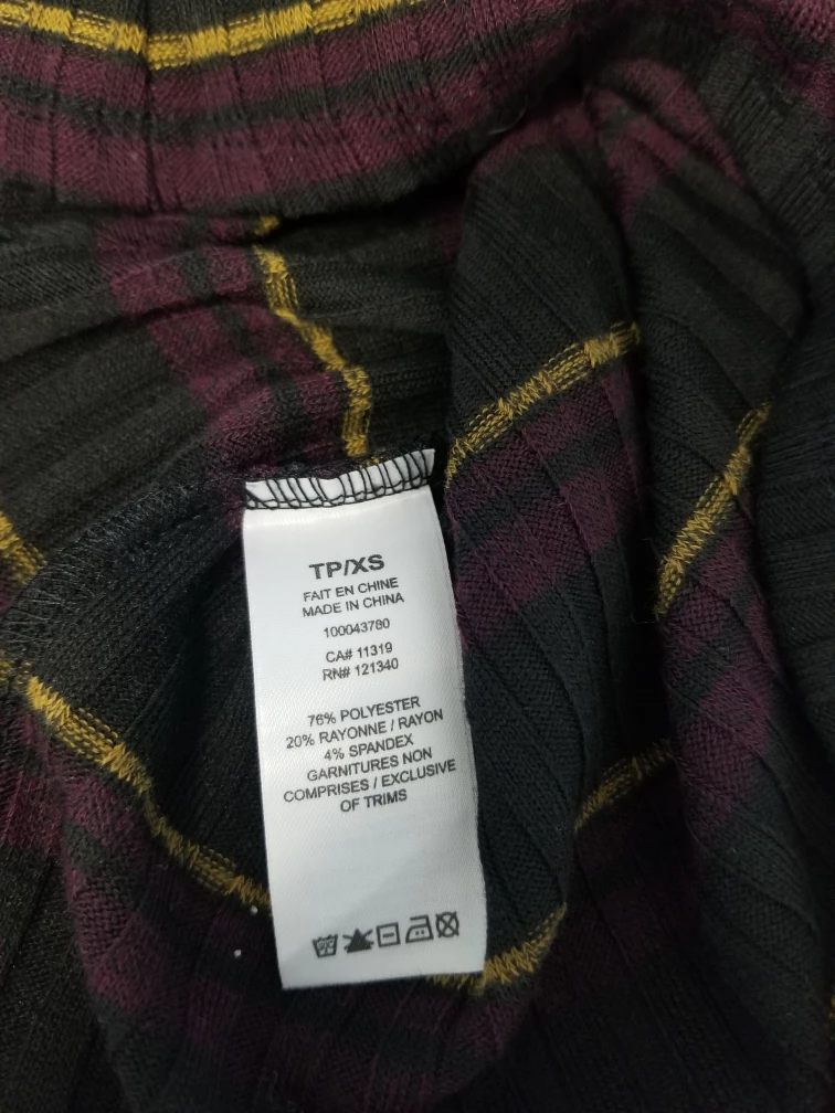 DYNAMITE Black, Burgundy & Gold Striped Sweater XS image indicator(3)