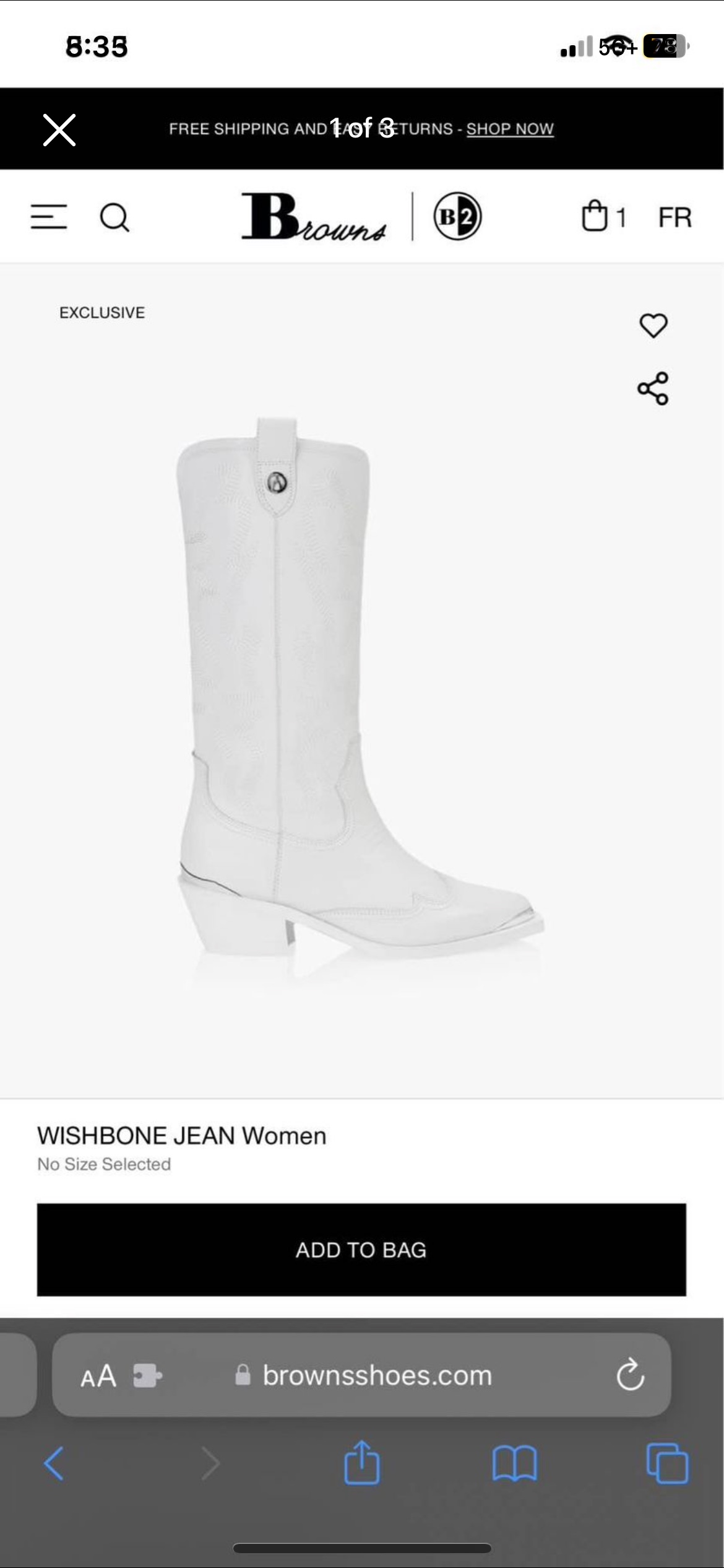 White Cowboy Boots size 6