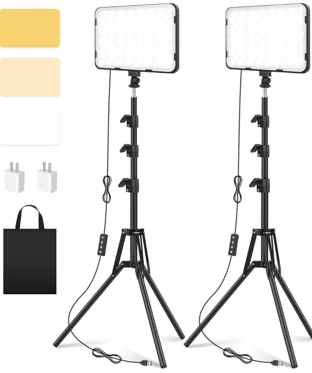 2 Pack LED Video Photography Lighting Kit with Tripod Stand
