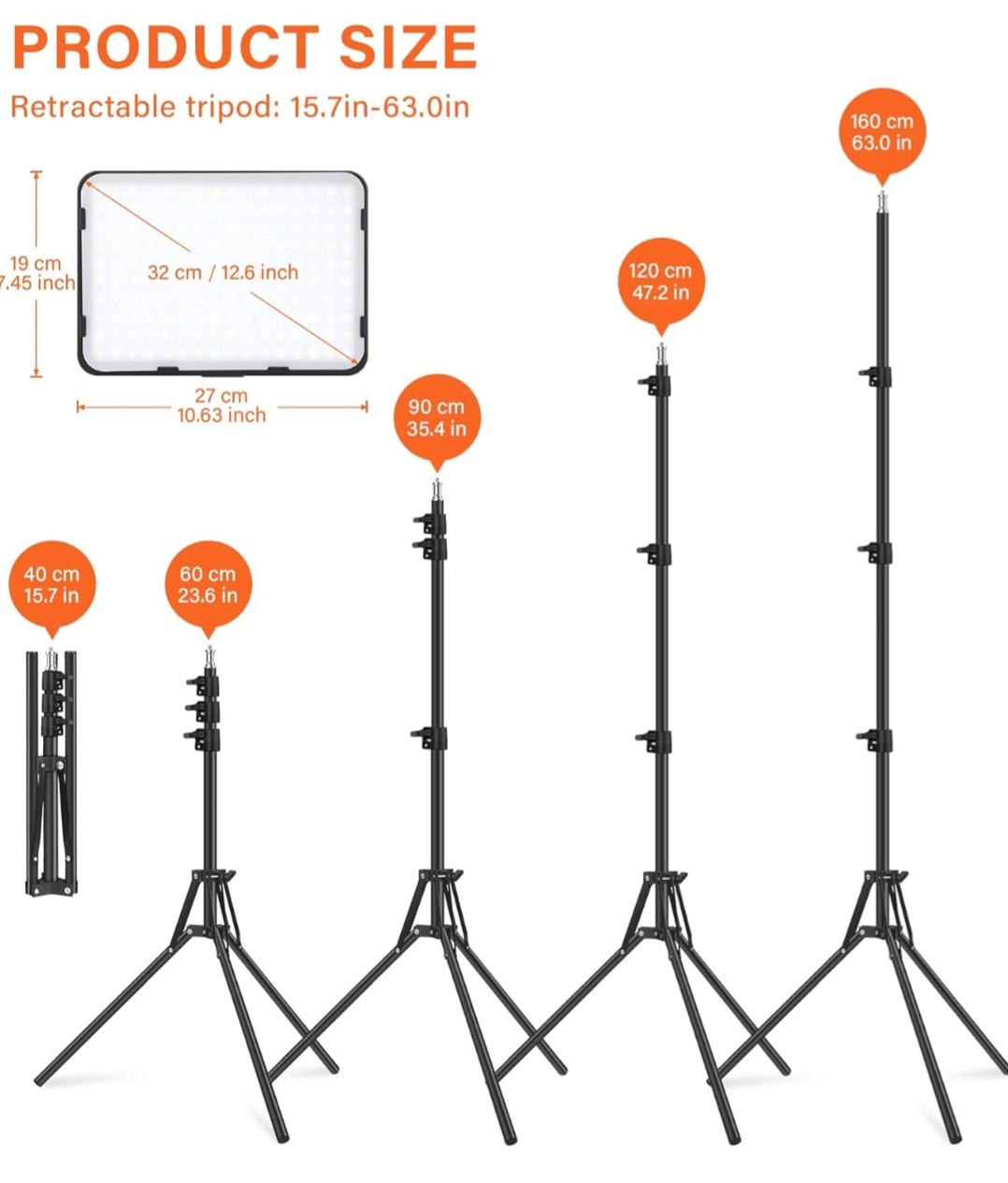 2 Pack LED Video Photography Lighting Kit with Tripod Stand - photo 3