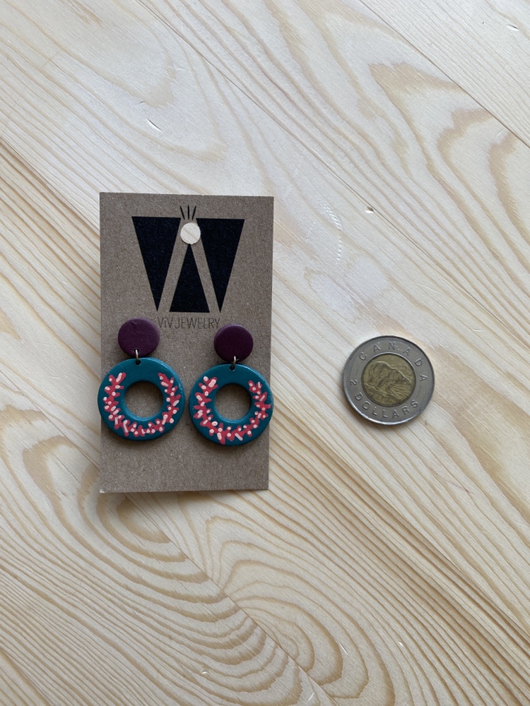 Plum and Green Garland Polymer Clay Earrings image indicator(2)