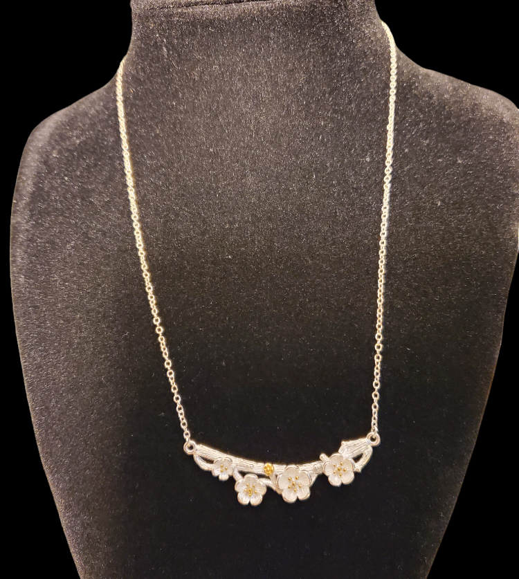 Silver 925 cherry blossom necklace thumbnail