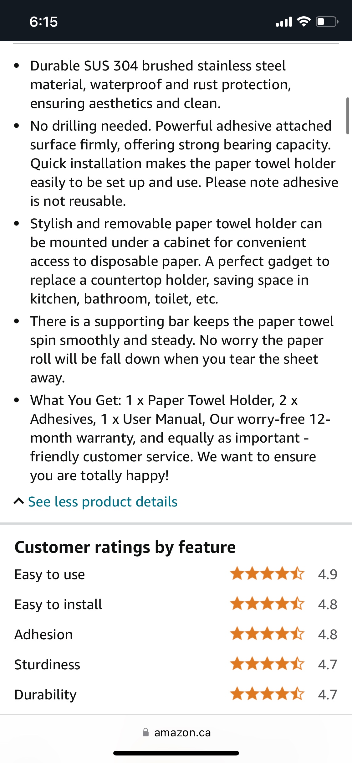 NEW in BOX Stainless Steel Adhesive Paper Towel Holder - photo 3