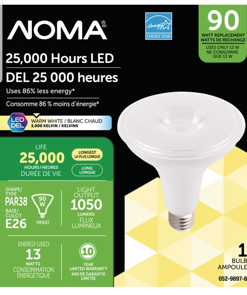 Noma 90W LED flood light bulb 2pcs