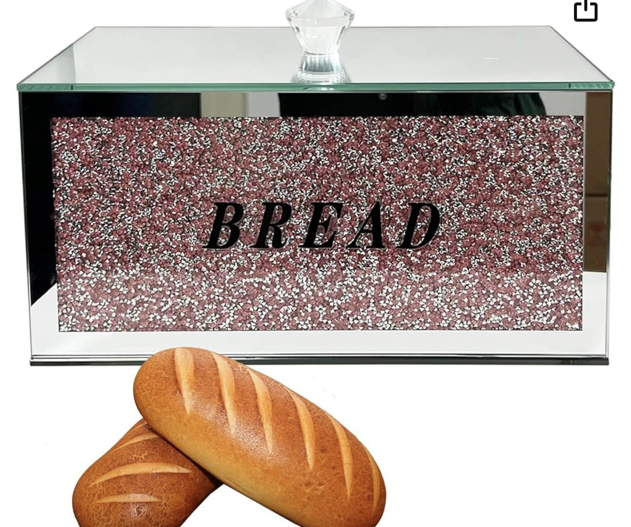 Brand New Rose Pink Glass Bread Box/Bin thumbnail