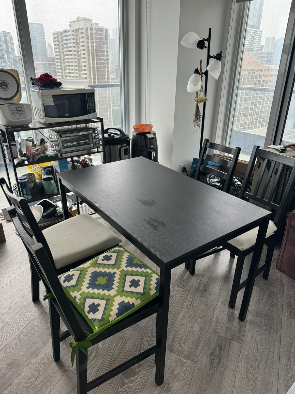 Cute Black IKEA Dining Table + 6 Chairs