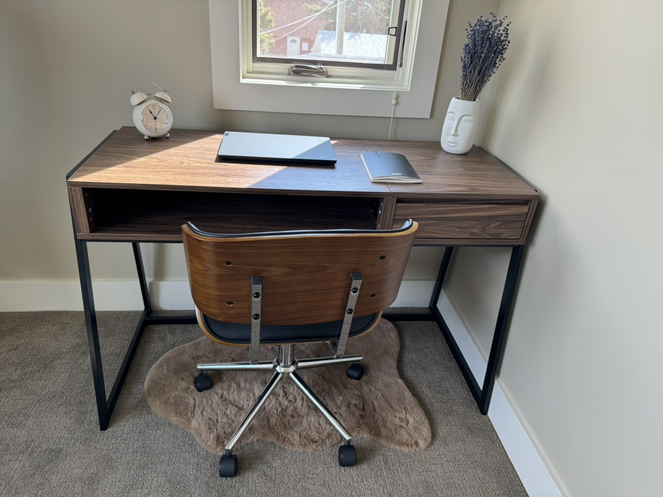 Computer Writing Desk & Mid Century Office Stool Chair