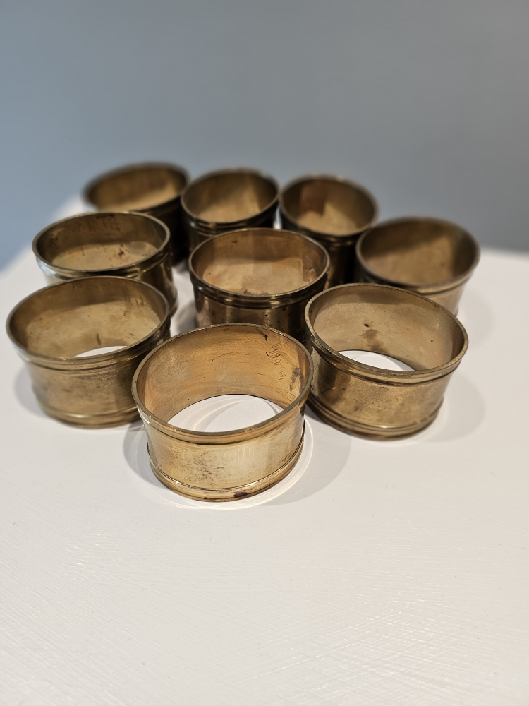 Vintage Set 9 Brass Napkin Rings