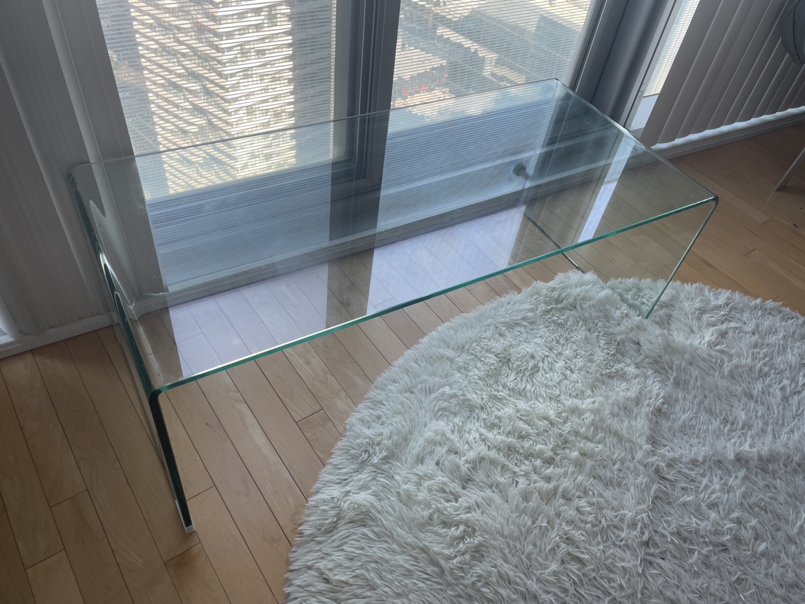 GLASS COFFEE TABLE, Waterfall (Moving Out Sale)