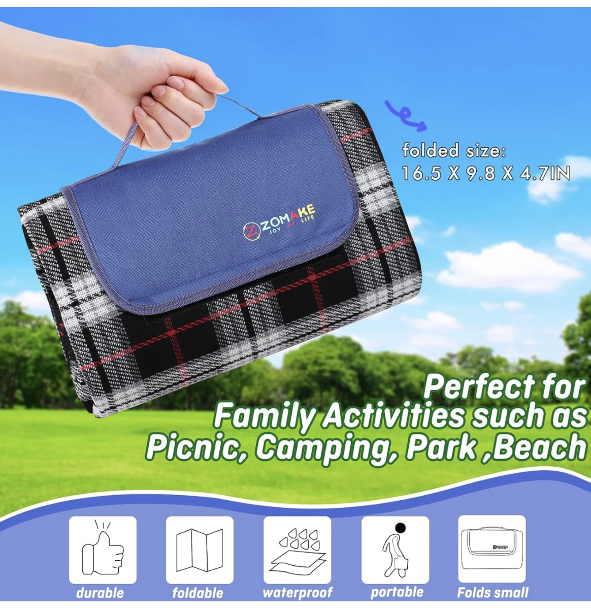 ZOMAKE Picnic Blanket