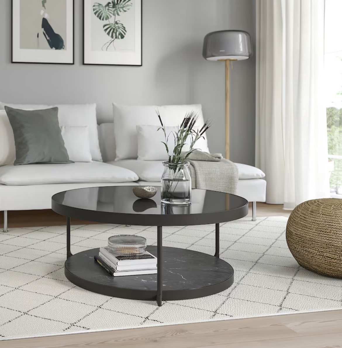 Ikea FRÖTORP Black Round Coffee Table (steel and Glass) for Sale - photo 4
