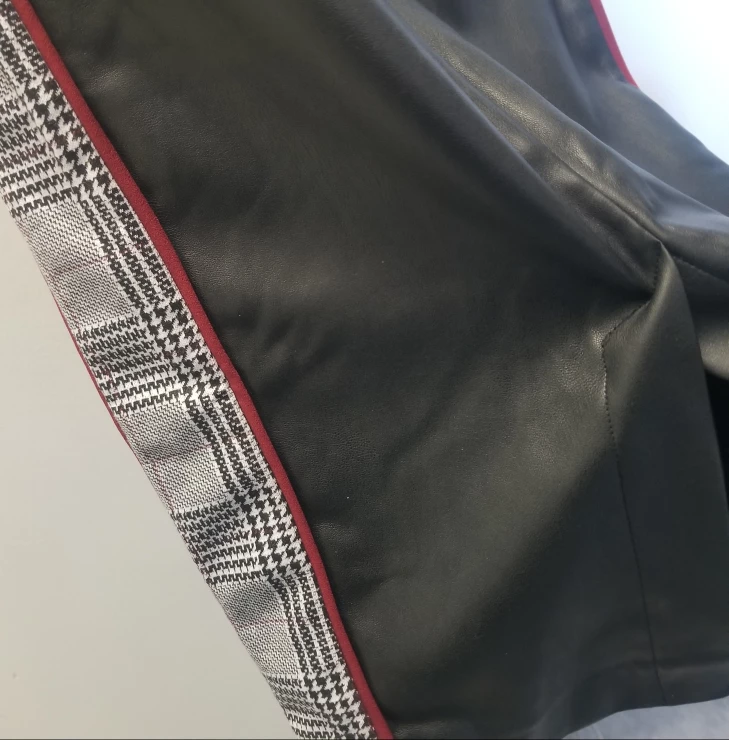 Black Faux Leather Pencil Skirt w/ Plaid XS image indicator(2)