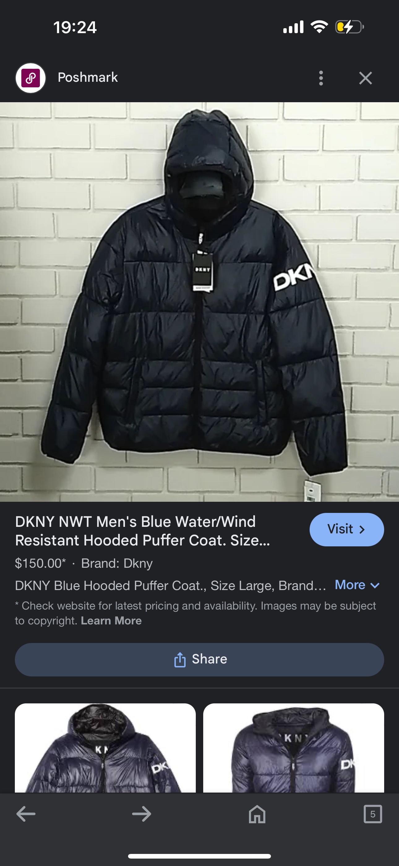 DKNY NWT Men's Black Hooded Puffer Coat. Size Large - photo 4
