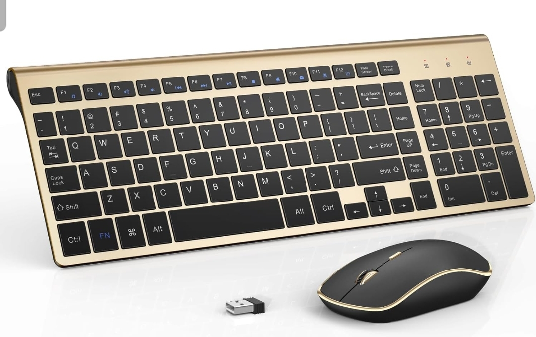 Wireless Keyboard & Mouse(Black & Gold)
