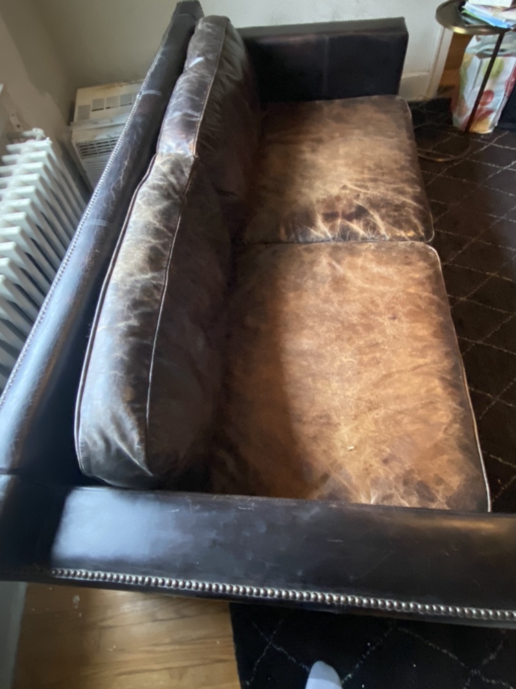 Vintage Restoration Hardware 7’ Collins Leather Sofa - photo 3