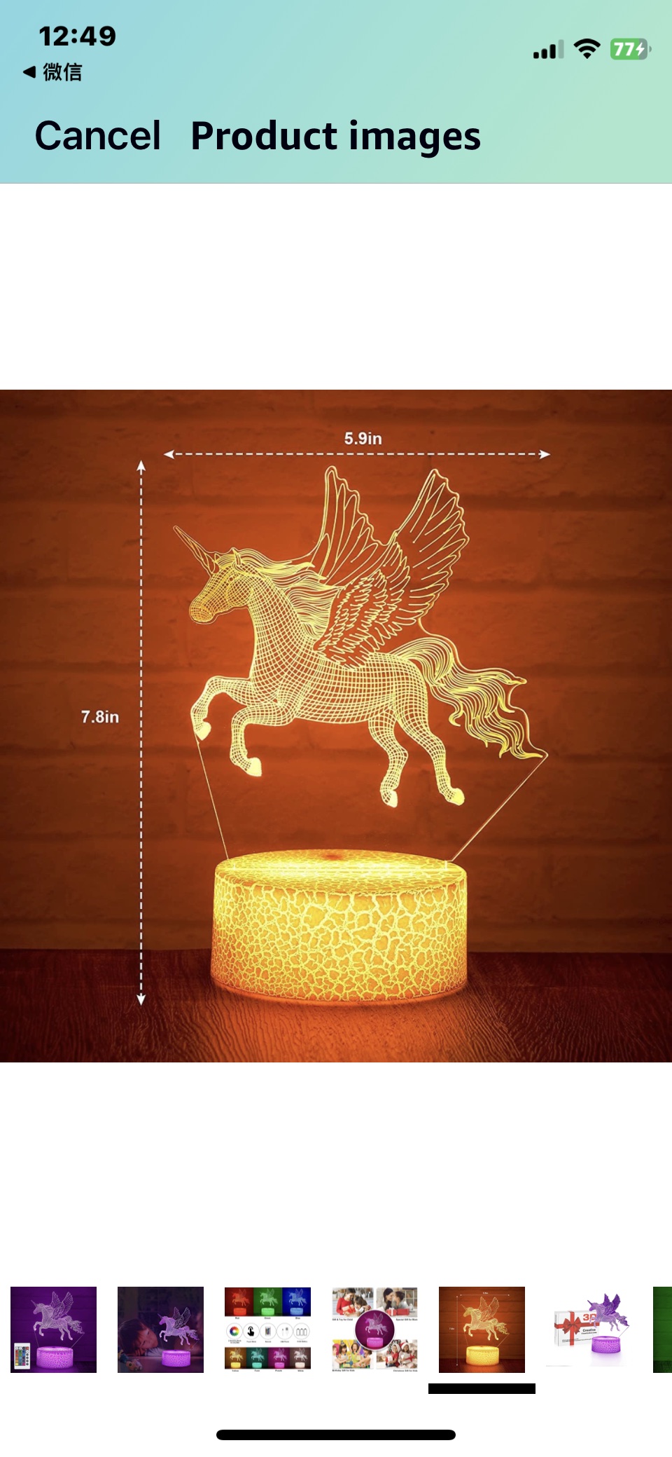 Unicorn Night Light for Kids, 3D Night Lights with Remote image indicator(6)