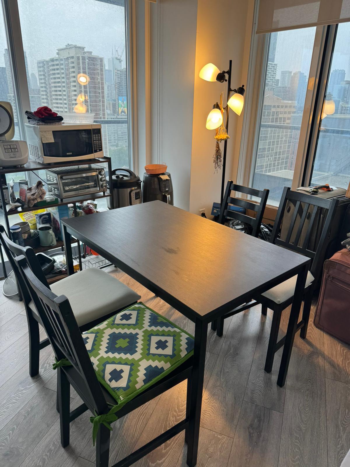 Cute Black IKEA Dining Table + 6 Chairs - photo 2