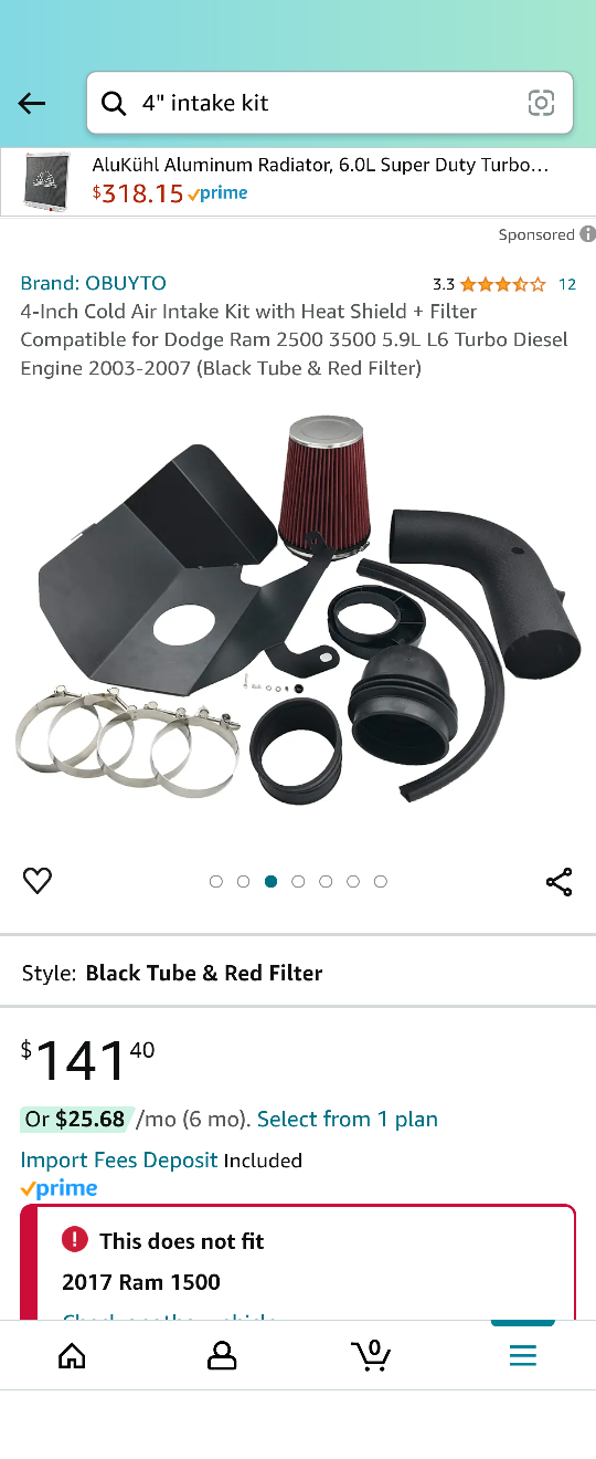 RAM Air Intake kit for sale image indicator(2)