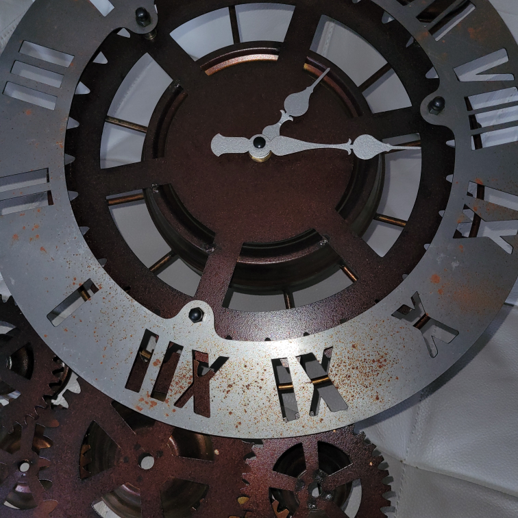 Rustic "Exposed Gears" Wall Clock image indicator(3)