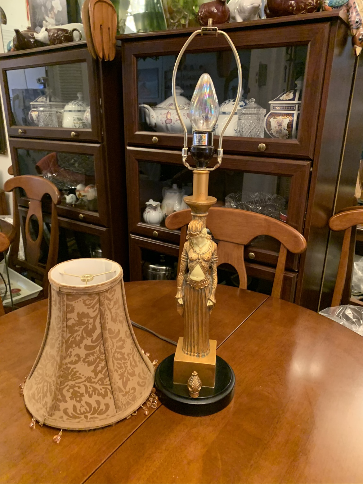 Vintage art deco style table lamp 27H image indicator(10)