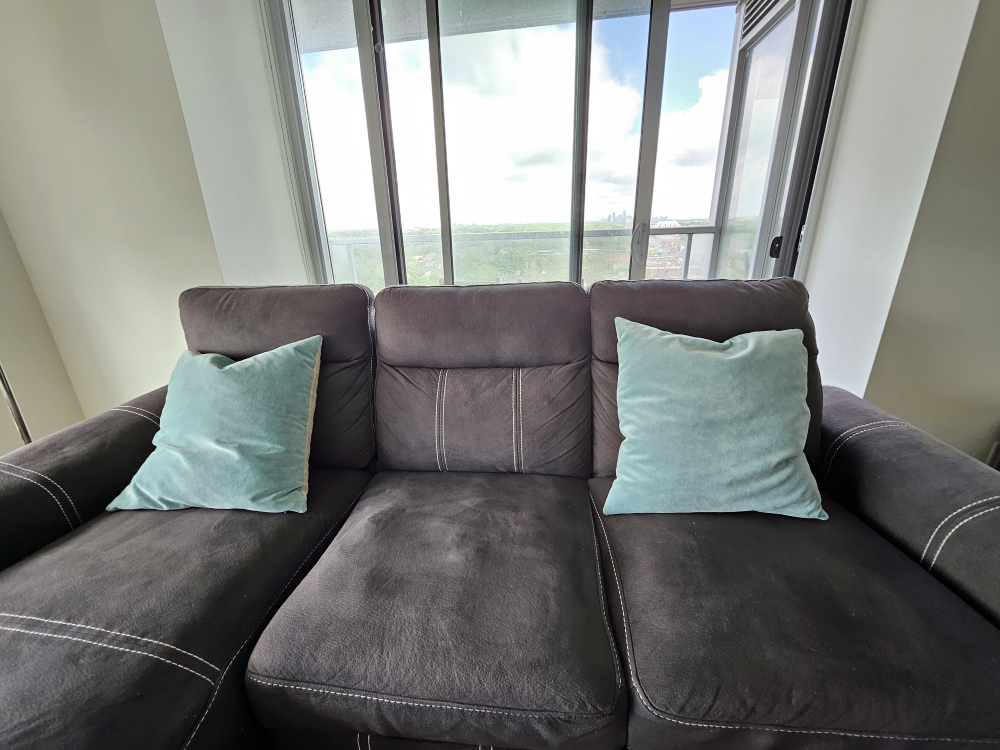 Sectional Sofa Bed in Grey Fabric - photo 2