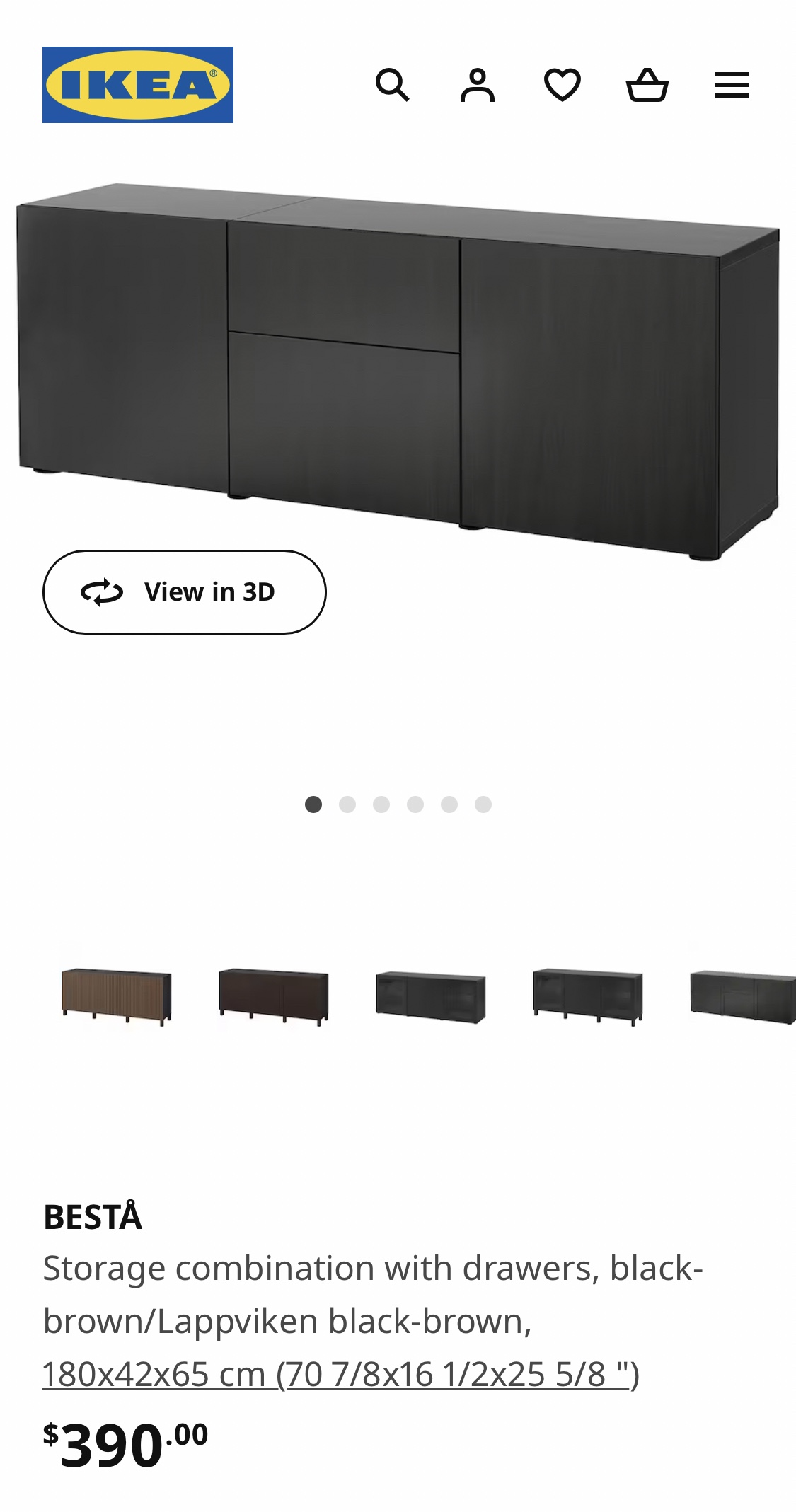 IKEA “Besta” Black kitchen cabinet / sideboard / buffet - photo 3