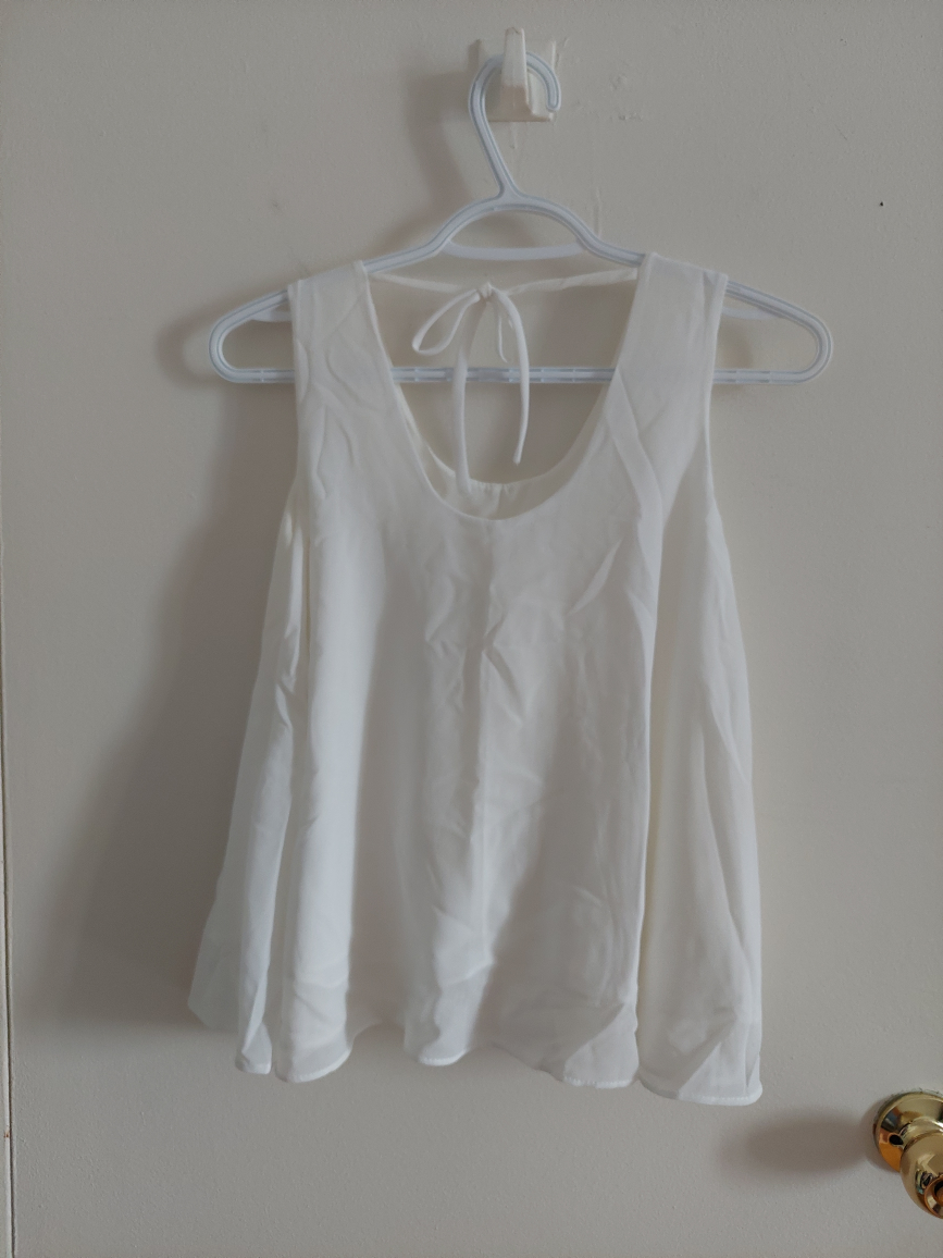 Cropped flowy summer sleeveless top white - photo 2