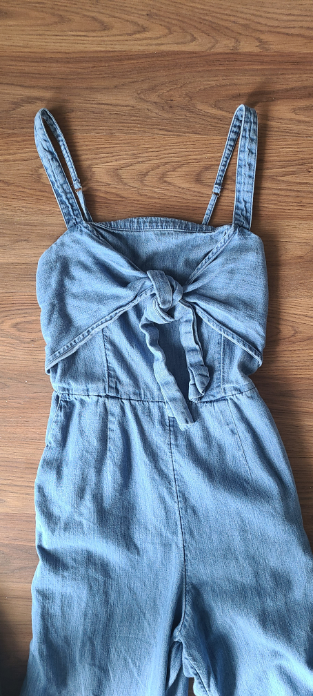 Abercrombie & Fitch denim tie front wide cropped jumpsuit XS - photo 3