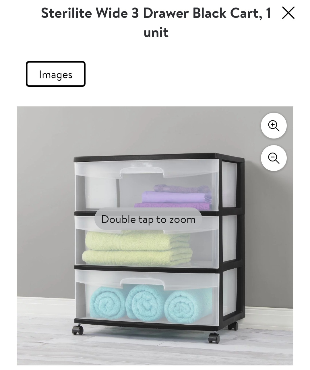 sterilite large 3 draw plastic cart storage