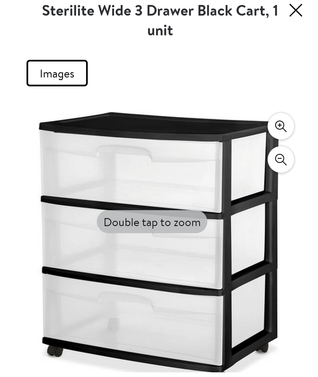 sterilite large 3 draw plastic cart storage - photo 2