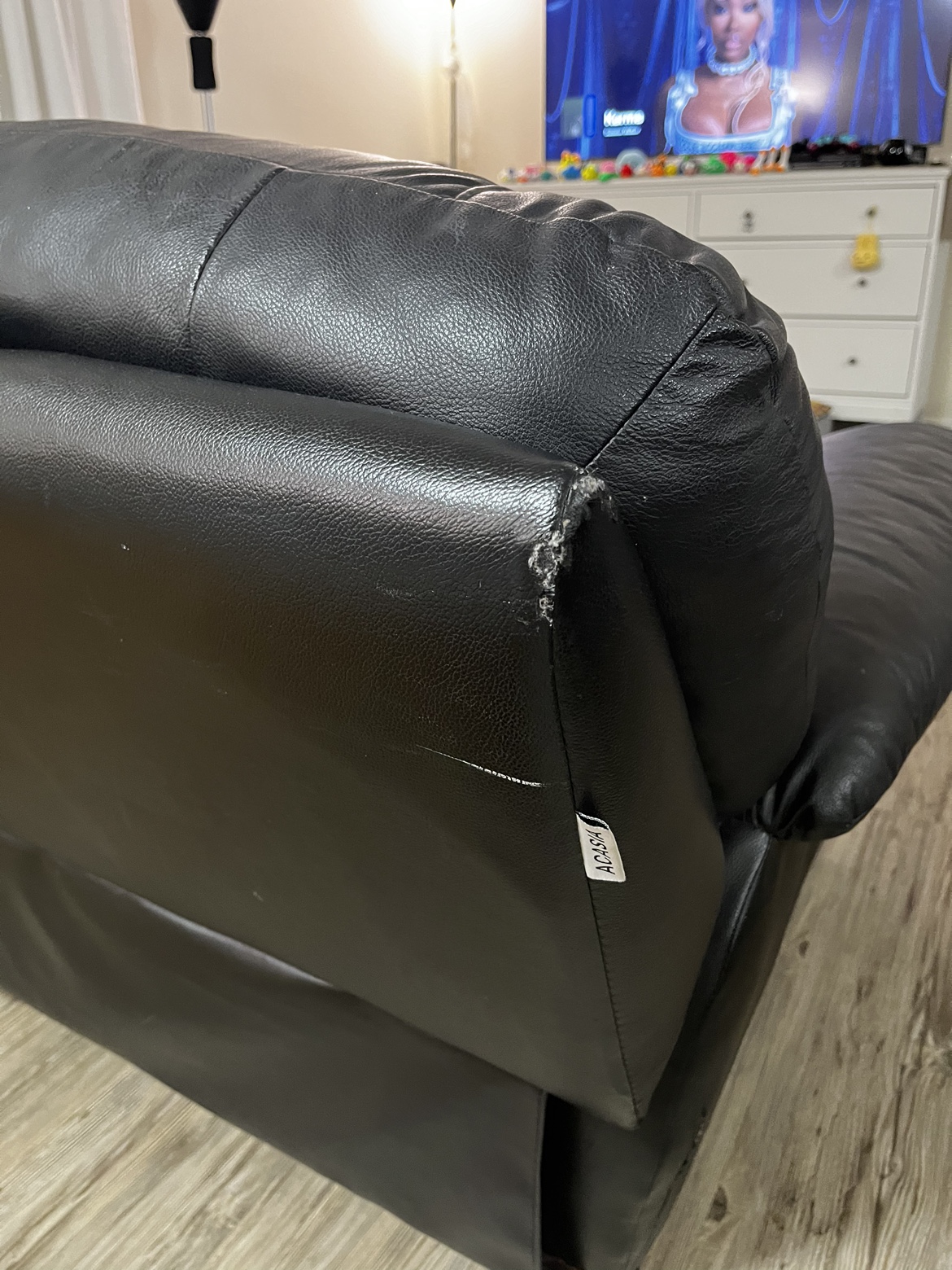 Recliner Sofa (Black Leather) - photo 4
