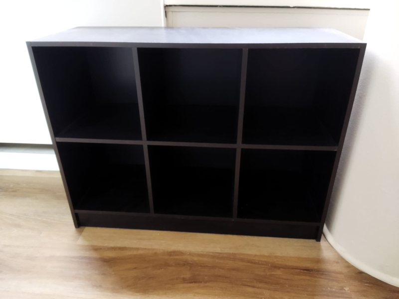Cube Storage Bookcase Organizer with Bins, Espresso/Brown - photo 2